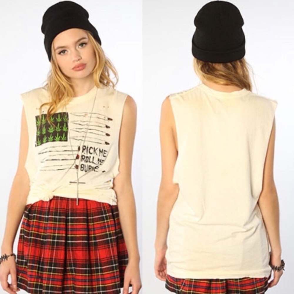 UNIF Rare Joint Flag Muscle Tee Shirt in Size XS